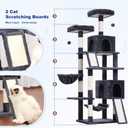Gitelsnour Cat Tree for Indoor Cats, 71'' (180cm) Multi-Level Cat Tower for Large Adult, Sturdy Cat Tree House with 2 Scratching Boards 7 Posts, 2 Plush Perches/Condos, Hammock, Smoky Gray GCT032G