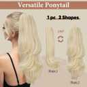 Clip in Ponytail Extension 18 Inch Drawstring Pony Tails Hair Extensions for Women Long Straight Curly Tail Hair piece Synthetic Fake Versatile Pony (Beach Blonde)