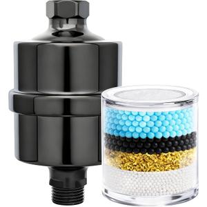 Metal Shower Filter, Stainless Steel 304, Clean Soft Water, Remove 99% Chlorine, Improve Your Skin Nail Hair, Easy to Install (BLACK)
