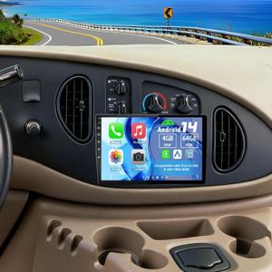 Android 14 Double Din Car Stereo Upgrade Radio for Ford E-250 E-350 1998-2008, 4G+64G 10.1" Touchscreen with Carplay Android Auto GPS WiFi Bluetooth RDS DSP SWC Mirrorlink Mic Backup Camera