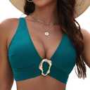 BMJL Women's Bikini Bra Retro Swimsuits Bathing Suits 2025 (Blue Green)