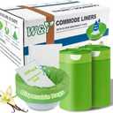 W&Y 50 Pack Commode Liners with Super Absorbent Pads, Universal Fit All Standard Toilet Chair BucketVanilla-Scented Portable Sanitary Bag for Adult Toilets and Camping Toilets50 Bags+50Pads