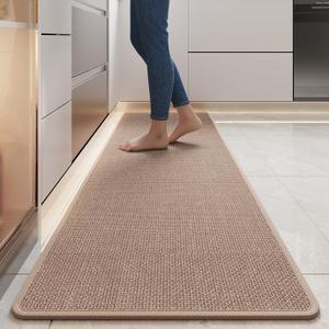 YDKGL Durable Non-Slip Kitchen Mats Kitchen Mats in Front of Sink,Quick Drying Mat for Kitchen Counter, 17x59 Brown Water and Oil Absorbent Runner Rugs for Kitchen