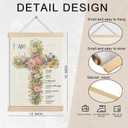 MKIJUHB Christian Floral Cross Wall Art Decor, Faith Wall Decor, I Am Inspirational Bible Verse Easter Framed Hanging Canvas Prints for Home Church Prayer Room Walls Decorations, 12x16 Inch