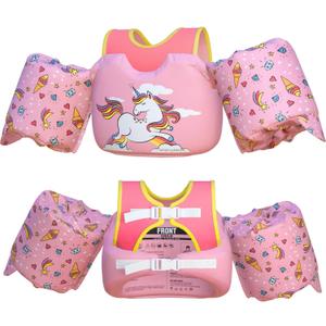 Dark Lightning USCG Coast Guard Approved Toddler Swim Vest for Age 2/3/4/5/6/7 Years Old, Kids Life Jackets with Arm Floaties 30-50 Pounds, Baby Water Wings in Sea/Pool/Puddle (Unicorn Pink)