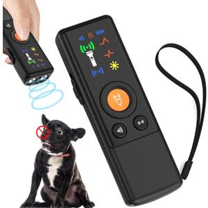 Ahbrother's Dog Bark Deterrent Ultrasonic Training Device with 4 Modes and 2X Power Emitters Anti Barking Device for Dog,Indoor Outdoor Use Rechargeable,for Behavior Correction Safe,Up to 50ft Rang.