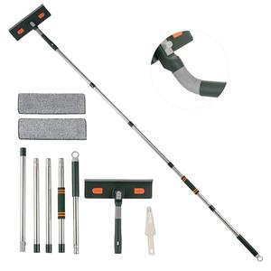 WSSJHYY Professional 81” Window Squeegee Cleaner Tool, 2-in-1 Rotatable Window Washing/Cleaning Kit with Extension Pole, Telescopic Solar Panel Cleaner with 1 Bendable Head&1 Scraper&2 Scrubber