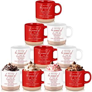 10 Pcs Valentines Thank You Mugs Bulk Employee Appreciation Gifts 13 oz Inspirational Ceramic Coffee Mugs May You Be Proud of Appreciation Gifts for Office Coworker Staff Teacher, 2 Colors