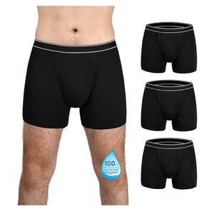Mens Incontinence Underwear Washable Cotton Leakproof Underwear for Men Pack of 3X-Large, 3 Black)