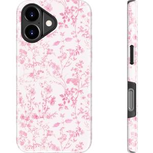 DEENAKIN for iPhone 17 Case - Wireless Charging Compatible - Dual-Layer Hard Shell & Silicone Cover - Shockproof Protective Phone Case with Trendy Cute Designs for Women - Dainty Pink Blossom
