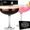 VEMACITY Elegant Espresso Martini Glasses Set of 2 | Classic Coupe Glasses Set of 2 (10oz) | Versatile Coupe Martini Glassware | Great for Champagne, Cosmopolitan, Cosmo, Margarita Glass Sets.