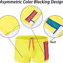 Men's Swim Trunks Low Rise Bulge Pouch Boxer Briefs Sexy Bathing Suit Swimwear Square Leg Swimsuit (M, Yellow)