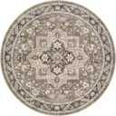8ft Round Vintage Living Room Area Rug - 8x8 Large Soft Washable Oriental Traditional Distressed Farmhouse Rugs for Bedroom - Indoor Floor Accent Carpet for Home Office House Decor - Brown