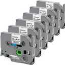 Labelife TZe TZ Tape 12mm 0.47 Laminated White, TZe-231 TZe231 Replacement for Brother P Touch Label Maker Tape Refills, Compatible with Brother PT-D210 D220 H110 D400 D410 D610BT, 12mm x 8m, 6-Pack (Black on White)