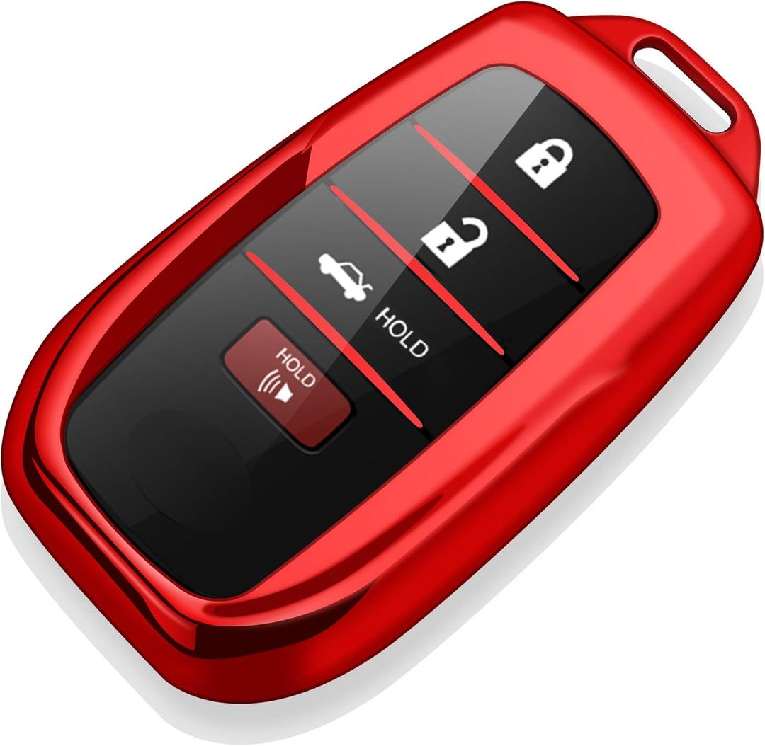Tukellen for Toyota Key fob Cover Soft Key Shell Case for 2025 Camry 2019-2025 Land Cruiser,2021-2025 Sienna Venza Hilux Fortuner 2023-2025 Highlander Tundra Corolla bZ4X Prius 4/5/6 Buttons-Red