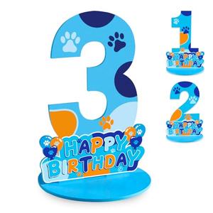 Dog Paw Birthday Party Decorations, Dog Paw Birthday Number Sign Centerpiece, 3rd Table Topper Wooden Centerpiece for Dog Theme 3rd Birthday Supplies (3rd)