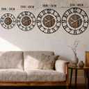 Large Metal Wall Clock, 24 Inch Retro Decorative Silent, Non Ticking, Battery Operated Modern Big Wood Wall Clock for Living Room, Farmhouse, Bedroom, Fireplace, Kitchen, Office, Home Decor
