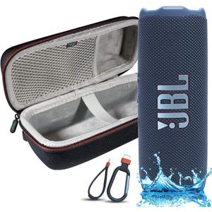JBL Flip 7 Portable Bluetooth Speaker, IP68 Waterproof, Dustproof, Drop-Proof, PushLock System, AI Sound Boost, 16H Battery, Megen Hardshel Protection Case (Blue)