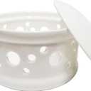 Garlic Keeper with Lid,Ceramic Garlic Storage Container for Counter,White