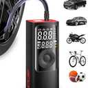 BDO Tire Inflator - Portable Air Compressor, 2.5X Faster 150PSI Cordless Tire Inflator, Tire Air Pump with Dual LCD Display, Auto-Shutoff, Air Compressor for Car, Motorcycle, Bike, Ball（Black）