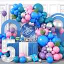 Blue Purple Balloon Arch Garland Kit, Purple Pink Blue Metallic Silver Balloons for Kids Birthday Hawaii Tropical Party Supplies Video Gaming Baby Shower Party Decorations