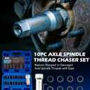 Orion Motor Tech 10pc Axle Spindle Threading Set, Axle Thread Repair Kit with 8 Dies 1-1/16" Extension Bar, Axle Nut Rethreader with M20 M22 M24 & 13/16" 3/4" UNEF Nuts, Rethreading Tool Kit with Case