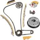 Engine Timing Chain Kit with Camshaft Adjuster, Suitable for Honda Acura ILX Accord Civic Crosstour CR-V 2.4L 2008-2015, Automotive Timing Chain Set Replacement Parts with VVT Gear