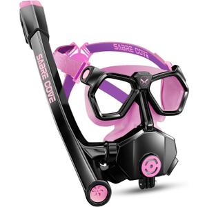 Full Face Snorkel Mask for Adults Teen, Snorkel Mask with Ear Equalization, Quick Release Anti-Leak and Anti-Fog with Mesh Bag for Snorkels, Lightweight Snorkeling Gear with Detachable Camera Mount (Pink)