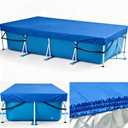 Rectangular Pool Cover 177in x 87in, 14 x 7ft Rectangular Pool Cover Made of Heavy-Duty Waterproof Oxford Fabric for Rectangular Above Ground Pool Built-in Elastic & Strong Webbing - Easy Set, Blue