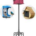 Bird Feeder Pole Kit 110 Inch,Bird House Pole for Outdoors Heavy Duty,5 Base Prongs Adjustable Birds Feeder Stand for House