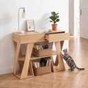 Wood Console Table, 40 Inch Light Oak Entryway Table with Drawers and Storage, Narrow Sofa Table Behind Couch for Living Room, Farmhouse Hallway Table