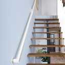 4FT White Iron Hand Railing, Sturdy Safety Staircase Handrails Wall Mount, 500lbs Load Capacity Industrial Iron Railing Pipe Handrail for Indoor Stairs, Outdoor Deck Loft Porch, Non-Slip and Rust