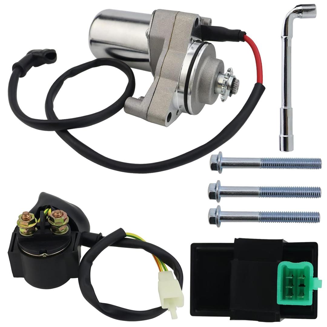 3 Bolt Starter Motor & Solenoid Relay & CDI for 50cc 70 cc 90cc 100 cc 110cc 125 cc ATV Dirt Bikes Go Karts Chinese Pit Bike Quad 4 Wheelers Dune Buggy Sandrail SSR Roketa Taotao Jonway SunL