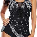 Women's Tummy Control Swimdress One Piece Swimsuits Modest V-Neck Mesh Bathing Suits with Built-in Bottom (XL)