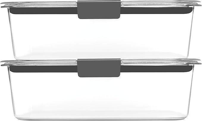Rubbermaid Brilliance BPA-Free Food Storage Container with Lids, Airtight Clear Set (9.6 Cup), Ideal for Lunch, Meal Prep, and Leftovers