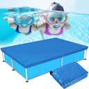 Rectangle Pool Cover, Fits 120 in x 80 in Inflatable Rectangular Pool Cover, 10 ft x 6 ft Pool Cover Rectangular, Swimming Pool Cover Square Pool Cover-UV Resistant Dustproof Rainproof Waterproof (Blue)