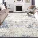 DMOYEST Area Rug Living Room Rugs - 8x10 Abstract Large Soft Indoor Washable Rug Neutral Modern Low Pile Carpet for Bedroom Dining Room Farmhouse Home Office - Beige Blue