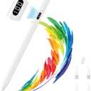 MoKo Stylus Pen for iPad 2018-2025, USB-C Fast Charging Pencil with LED Power Display Tilt Sensitivity for Apple iPad A16/11/10/9/8/7/6, Air 7/6/5/4/3/M3/M2, Pro 13"/12.9"/11"/M4, Mini 7/6/5, White