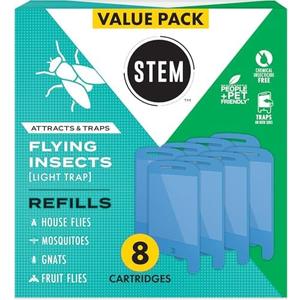 STEM Insect Light Trap Refill Cartridges, Indoor Fruit Fly Trap, Insecticide-Free Pest Control for Home, Attracts and Traps Flying Insects, Official STEM Refills -  Count 6