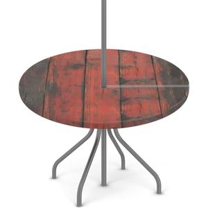 Wooden Texture Charm Round Outdoor Tablecloth with Umbrella Hole, Round Fitted Table Cloth with Elastic Zippered Table Covers 36-44in Waterproof Umbrella Tablecloths Circle Elastic Table Cover