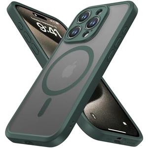 Magnetic Guard Designed for iPhone 15 Pro Max Case [Camera Protection] [Military Grade Drop Tested] [Compatible with MagSafe] Slim Translucent Matte Phone Case (6.7") - Dark Green