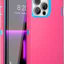 JGS for iPhone 13 Pro Max Case 6.7", Military Grade 3 in 1 Heavy Duty Shockproof/Drop Proof Case with 2 PCS Tempered Glass Screen Protector (Pink Blue)
