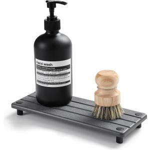 Sink Caddy Kitchen Sink Organizer, Water Absorbing Stone Tray for Sink,Diatomite Bathroom Counter Tray,Faucet Drying Mat Protector Coaster Soap Dish Rack Riser Vanity Dispenser Sponge Holder,10" x 4"