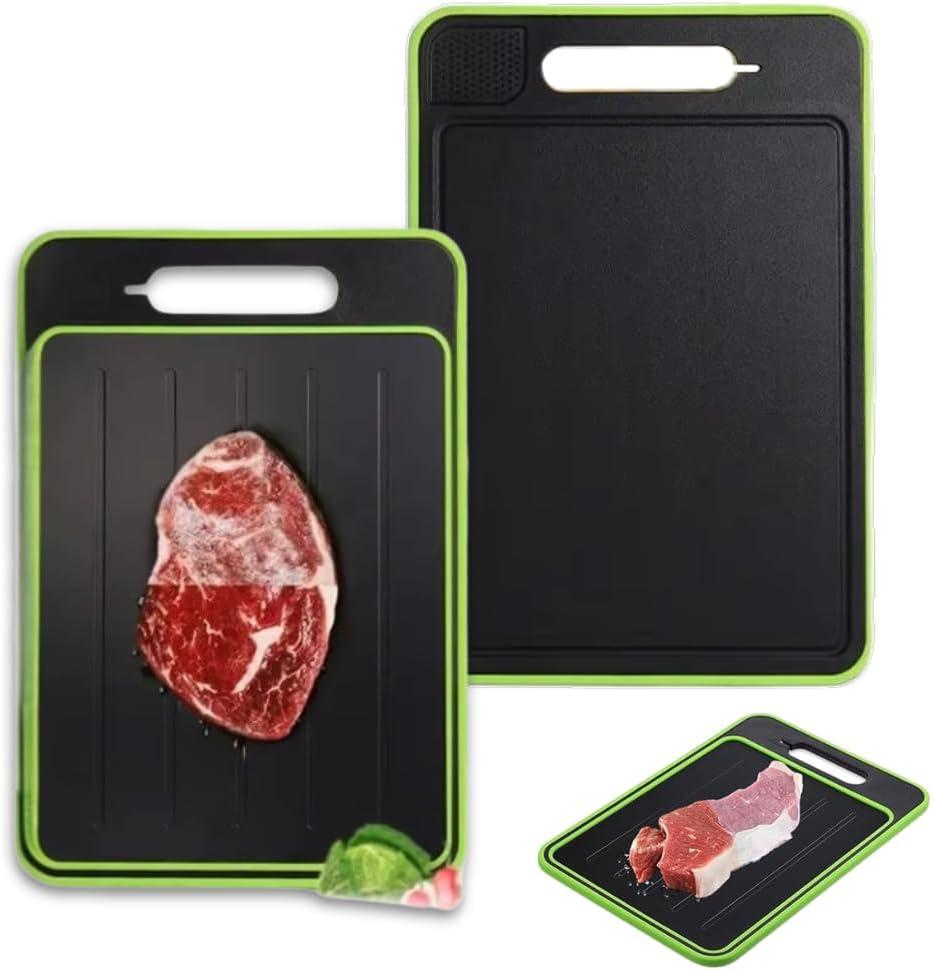 Double Sided Rectangular Polymer Cutting Board for Kitchen  Durable Chopping Board with Built-In Garlic Grater | Multipurpose Cutting Surface by NovaHeavensNest (Black & Green - Large, Large) (15"L x 1"W)