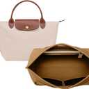 OPPOSHE Purse Organizer Insert for Longchamp Le Pliage, Premium Felt Long Champ Bag Handbag Women, Tote Organizer Insert with 6 Compartments (Small, Brown) (S-7.9*5.5*6.5in)