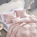 Betsey Johnson - Twin Duvet Cover Set, Reversible Cotton Bedding with Matching Sham & Bonus Throw Pillow, Dorm Essentials (Rambling Roses Pink)