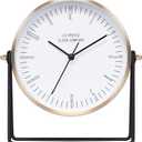 La Crosse Clock 404-3719 Stiles Swivel Tabletop Silent Sweeping Analog Quartz Metal Clock with Mirror
