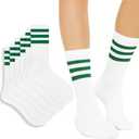 4 PAIRS Striped Crew Socks For Women Casual Cotton Novelty Retro Athltic Socks Unisex MultiColor, One Size