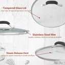 12 Inch Tempered Glass Pot Lid Compatible with 12 Lodge Cast Iron Skillets and 7 Quart Dutch Ovens - Designed with Steam Vent Hole and Heat Resistant Handle