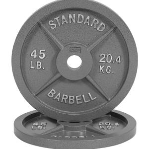 CAP Barbell Gray Olympic Cast Iron Weight Plate, Pair of 45lb Plates, Grey